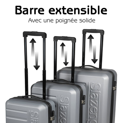 Slazenger Kofferset 3 Delig - Kofferset Met Handbagage Trolley, Grote Koffer En Ruimbagage Koffer - Hardcase Koffer Set - S, M En Grote Reiskoffer Met Wielen - Cijferslot Met 3-Cijferige Code - Grijs
