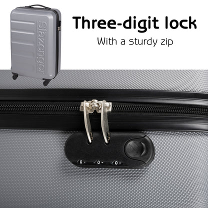 Slazenger Kofferset 3 Delig - Kofferset Met Handbagage Trolley, Grote Koffer En Ruimbagage Koffer - Hardcase Koffer Set - S, M En Grote Reiskoffer Met Wielen - Cijferslot Met 3-Cijferige Code - Grijs