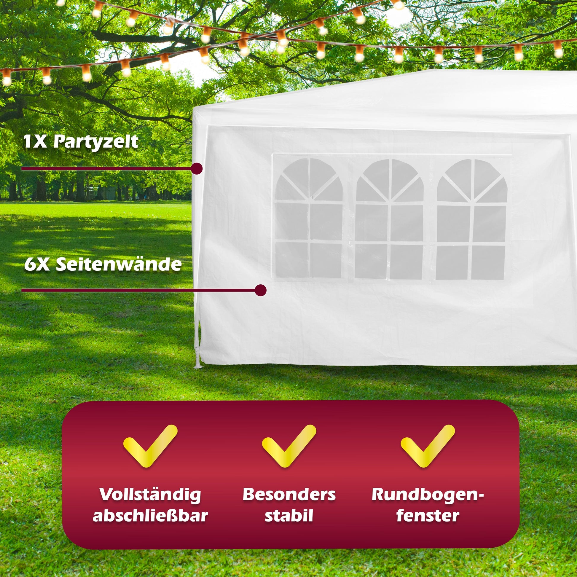 Gazebo&Sidewalls 2.5X6X3M, Wit