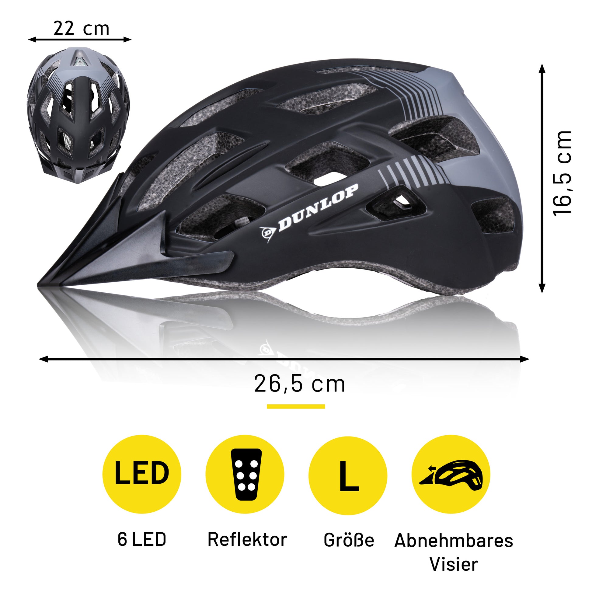 Fietshelm L Met Vizier & Led