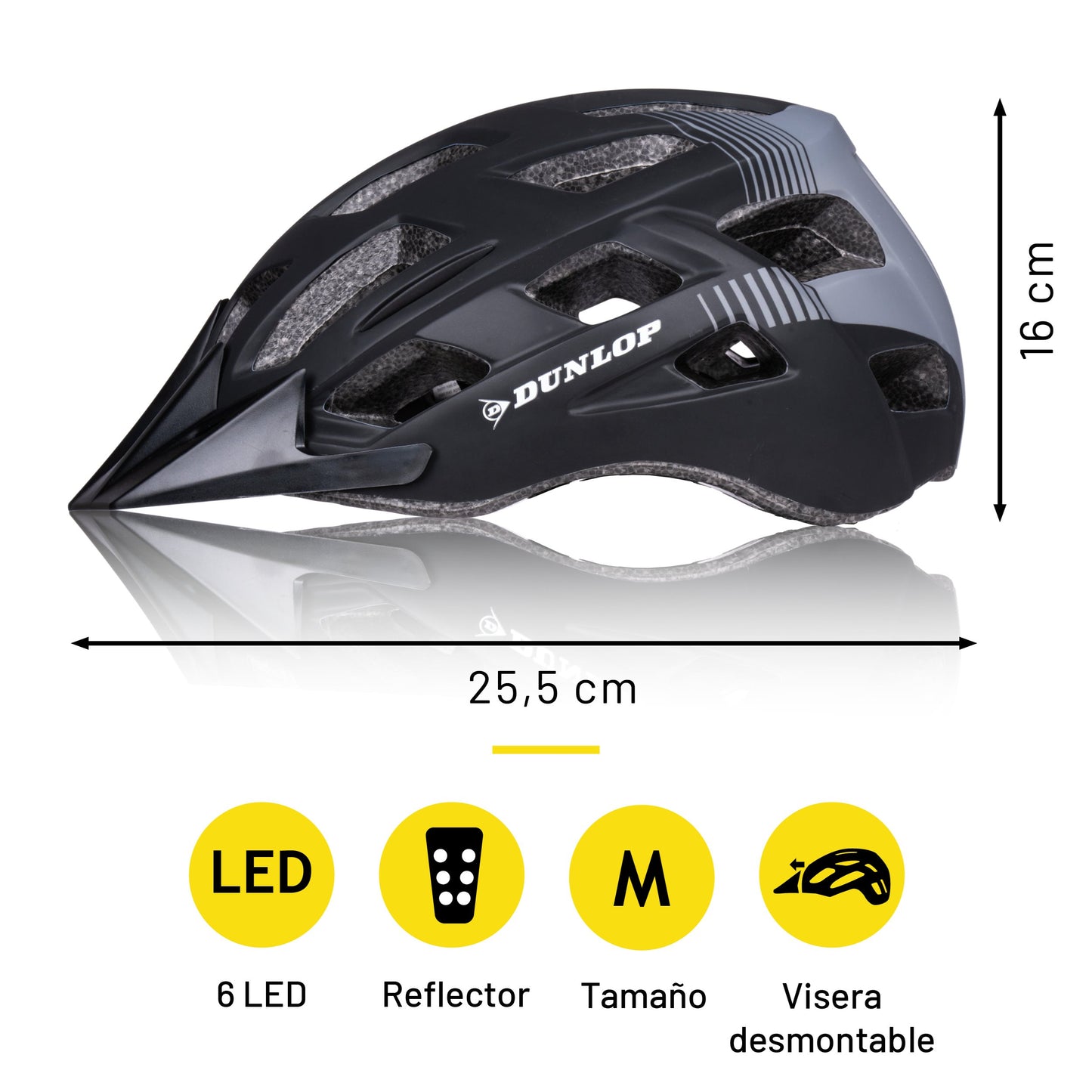 Fietshelm M Met Vizier & Led