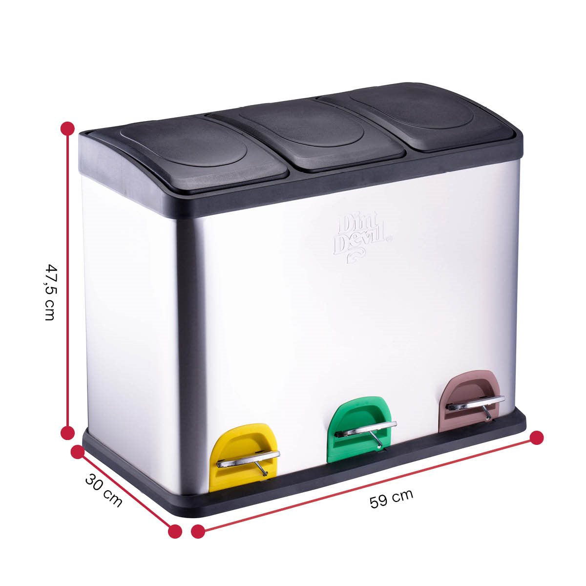 Pedal Bin 3X15L 4Pc