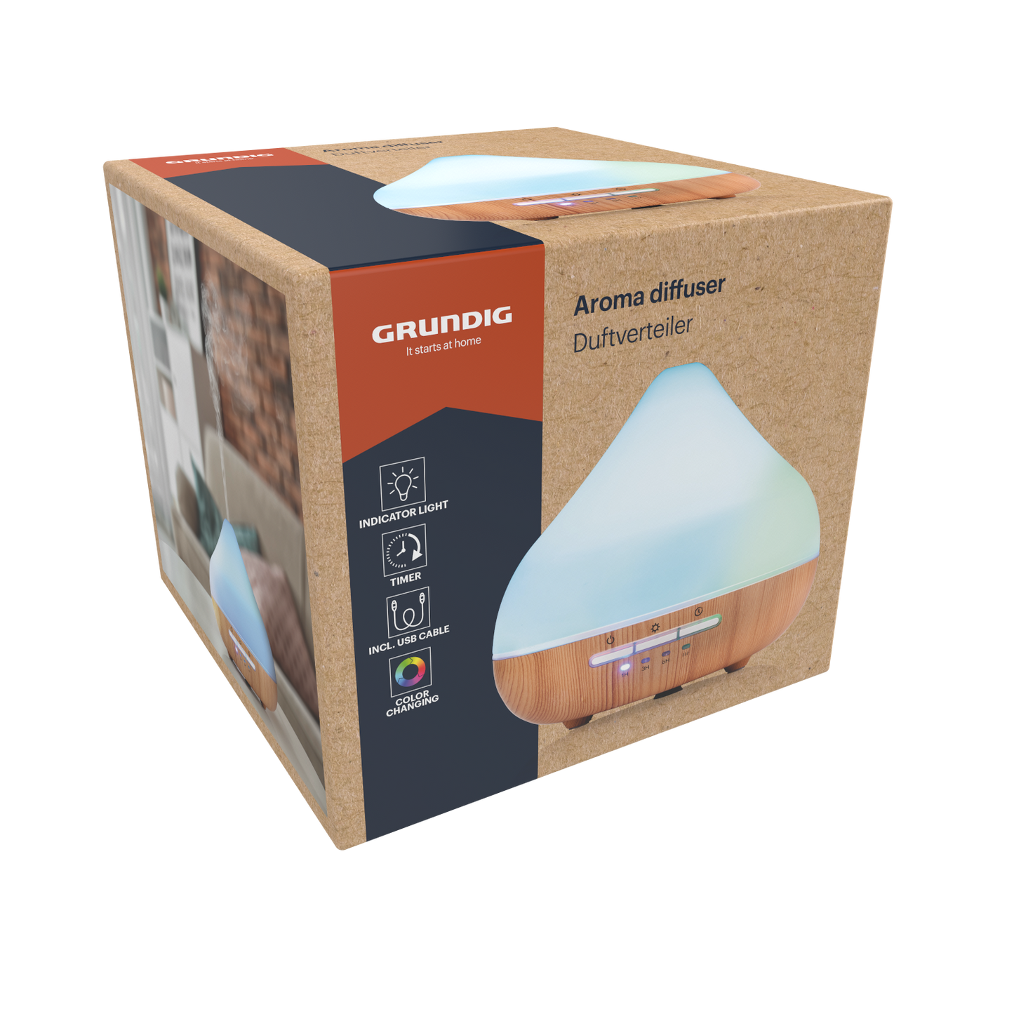 Aroma Diffuser White & Wood With Led Lighting
