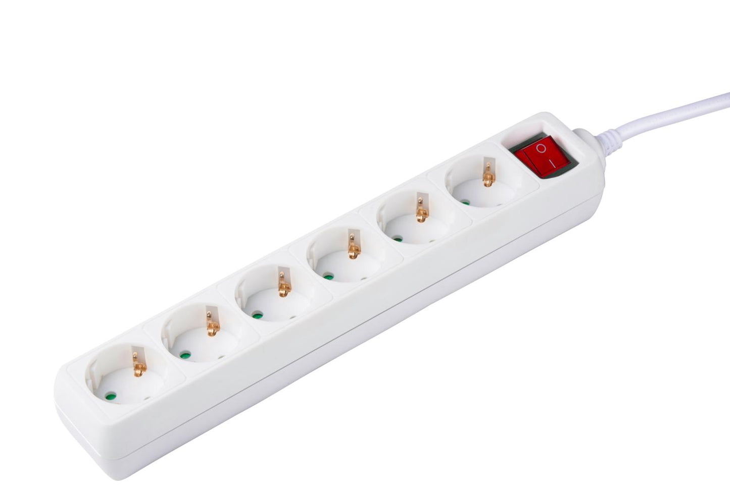 Socket 6 Way With Switch 1.4M Wht