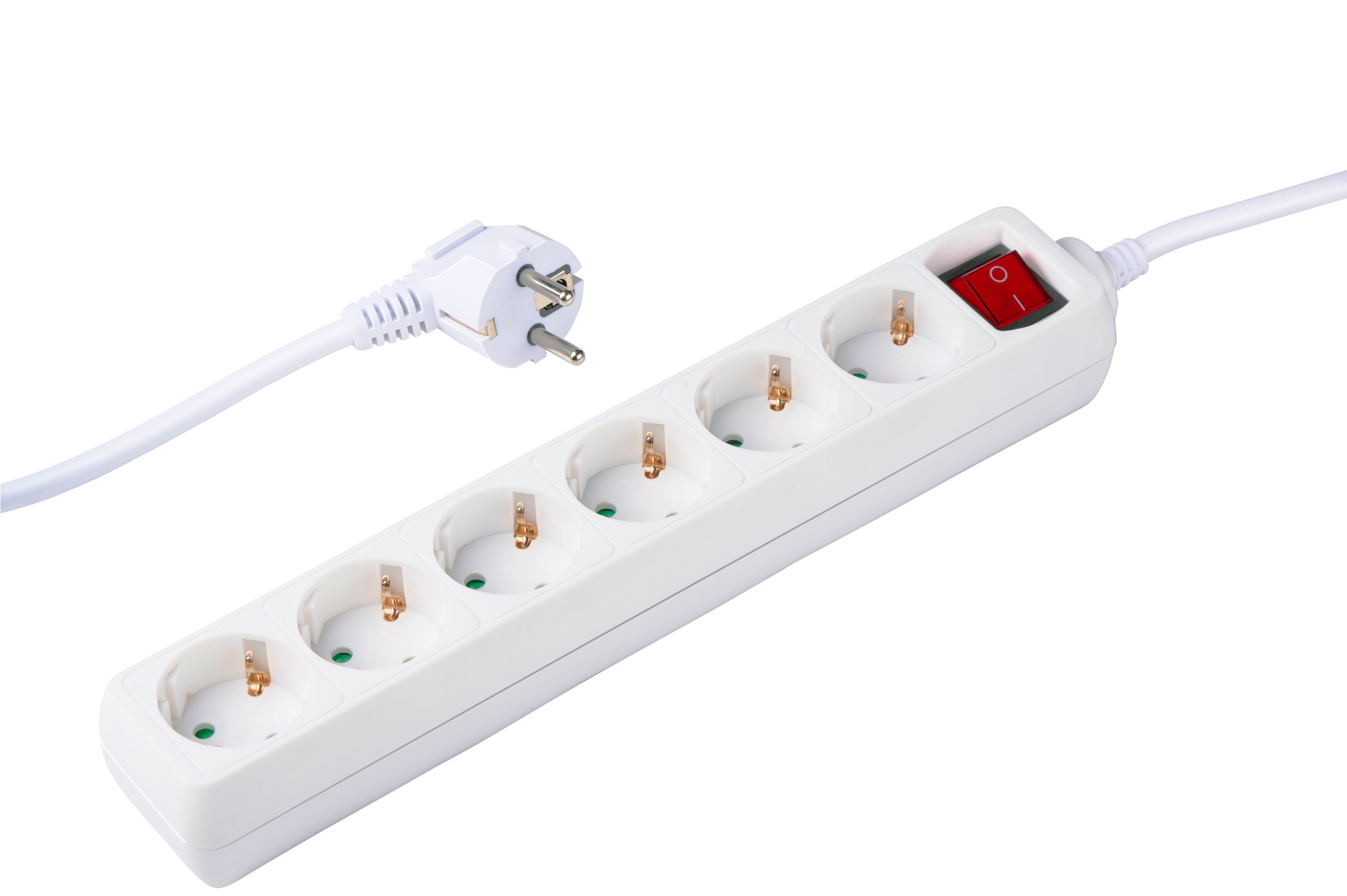 Socket 6 Way With Switch 1.4M Wht – Marcels Webwinkel