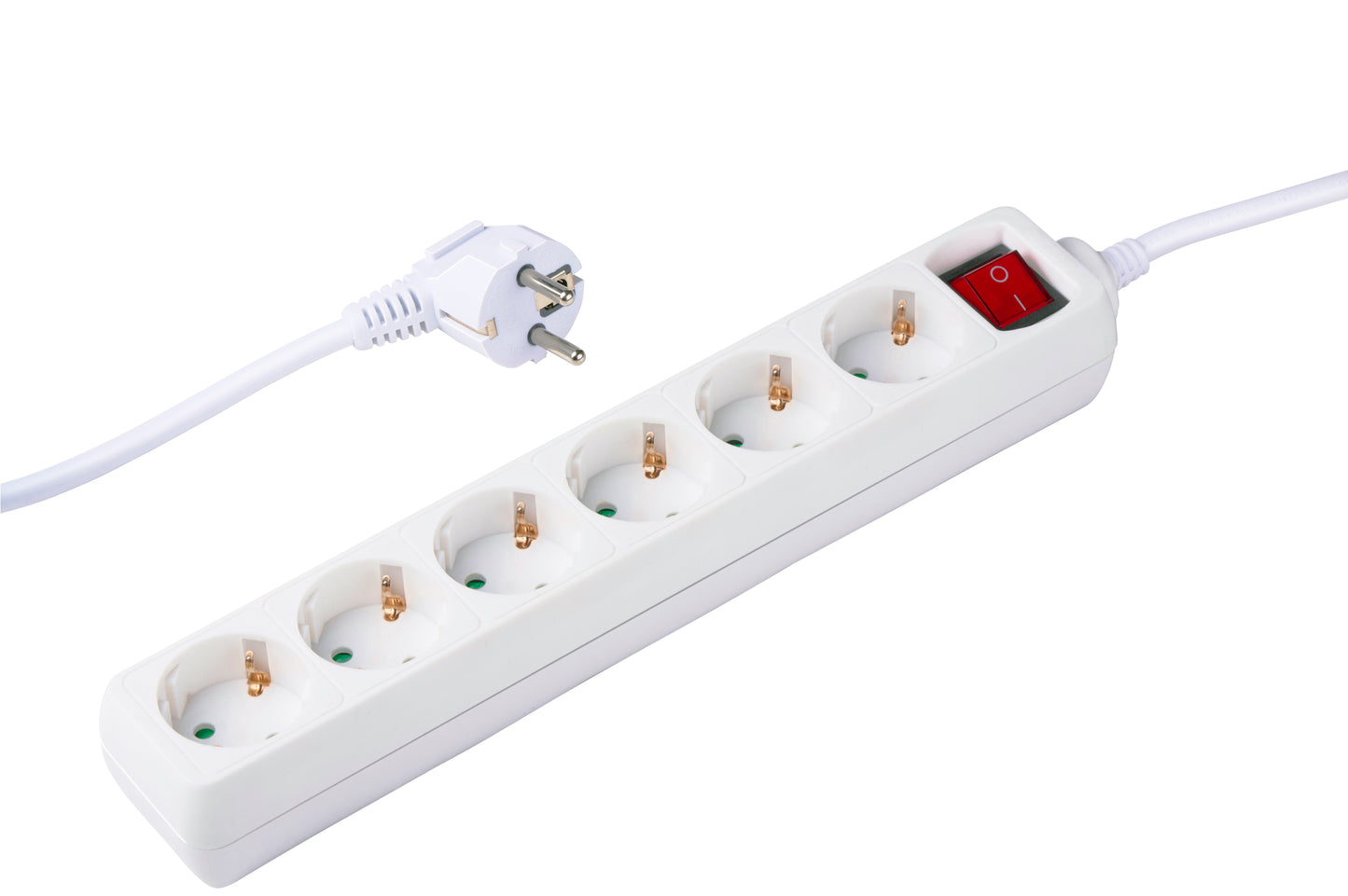 Socket 6 Way With Switch 1.4M Wht