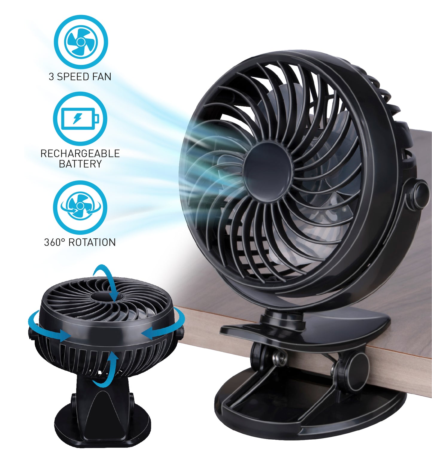 Fan Portable With Clip 1200Mah