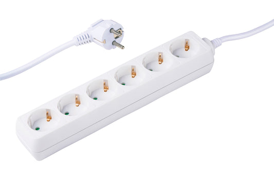 Socket 6 Way 3X1.5Mm 1.5M Wht