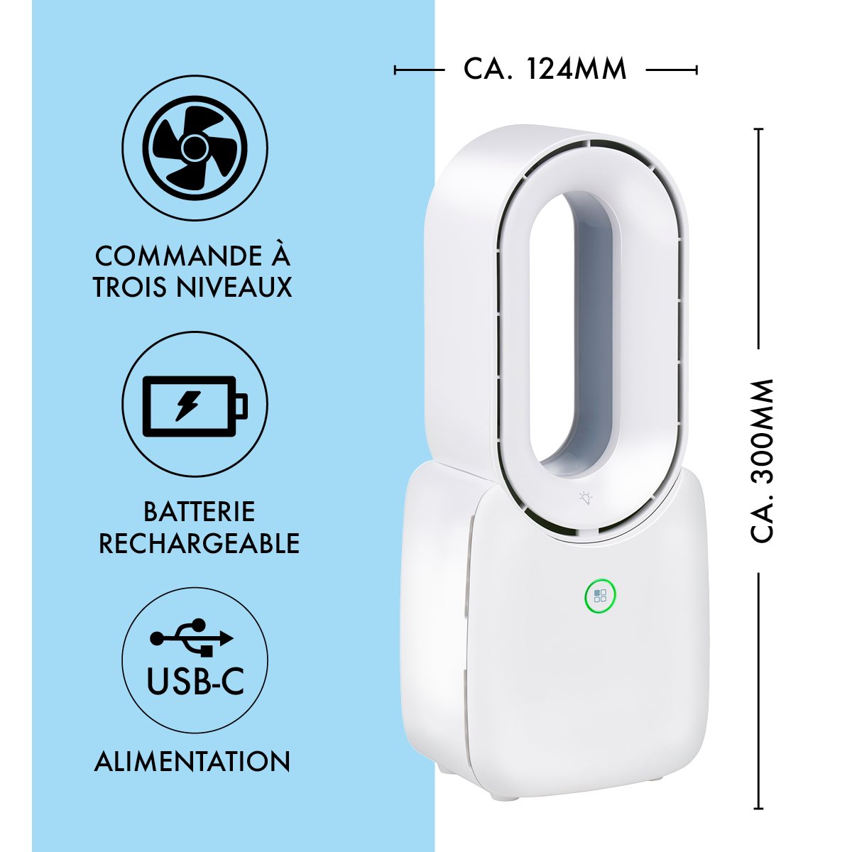 Fan Table Bladeless Usb 1800Mah