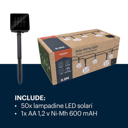 Grundig Solar Lichtsnoer 50Led - Met Led-Verlichting - Zonne-Energie - Kunststof