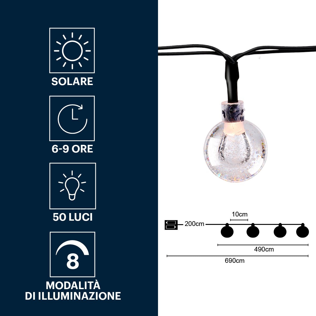 Grundig Solar Lichtsnoer 50Led - Met Led-Verlichting - Zonne-Energie - Kunststof
