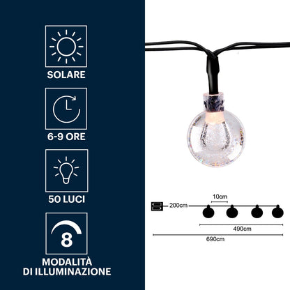 Grundig Solar Lichtsnoer 50Led - Met Led-Verlichting - Zonne-Energie - Kunststof