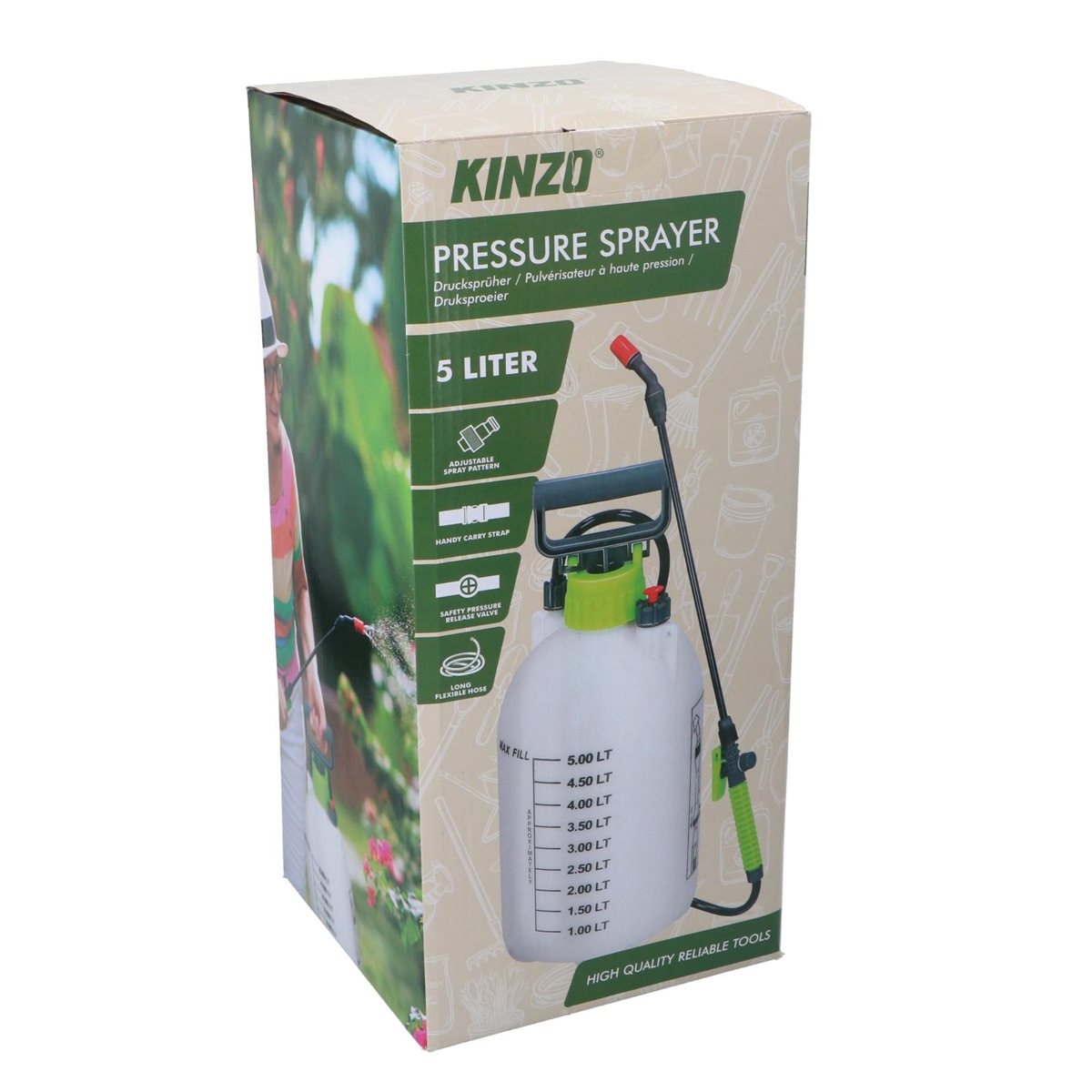 Kinzo Druksproeier 5L - Afmeting 56X38 Mm - Kunststof