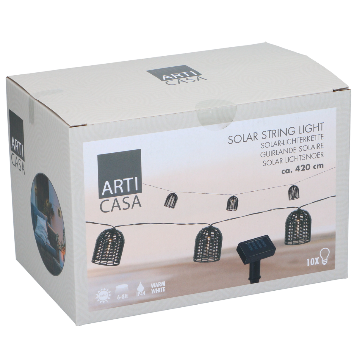 Articasa Solar String Light Black Balls - Zonne-Energie - Kunststof