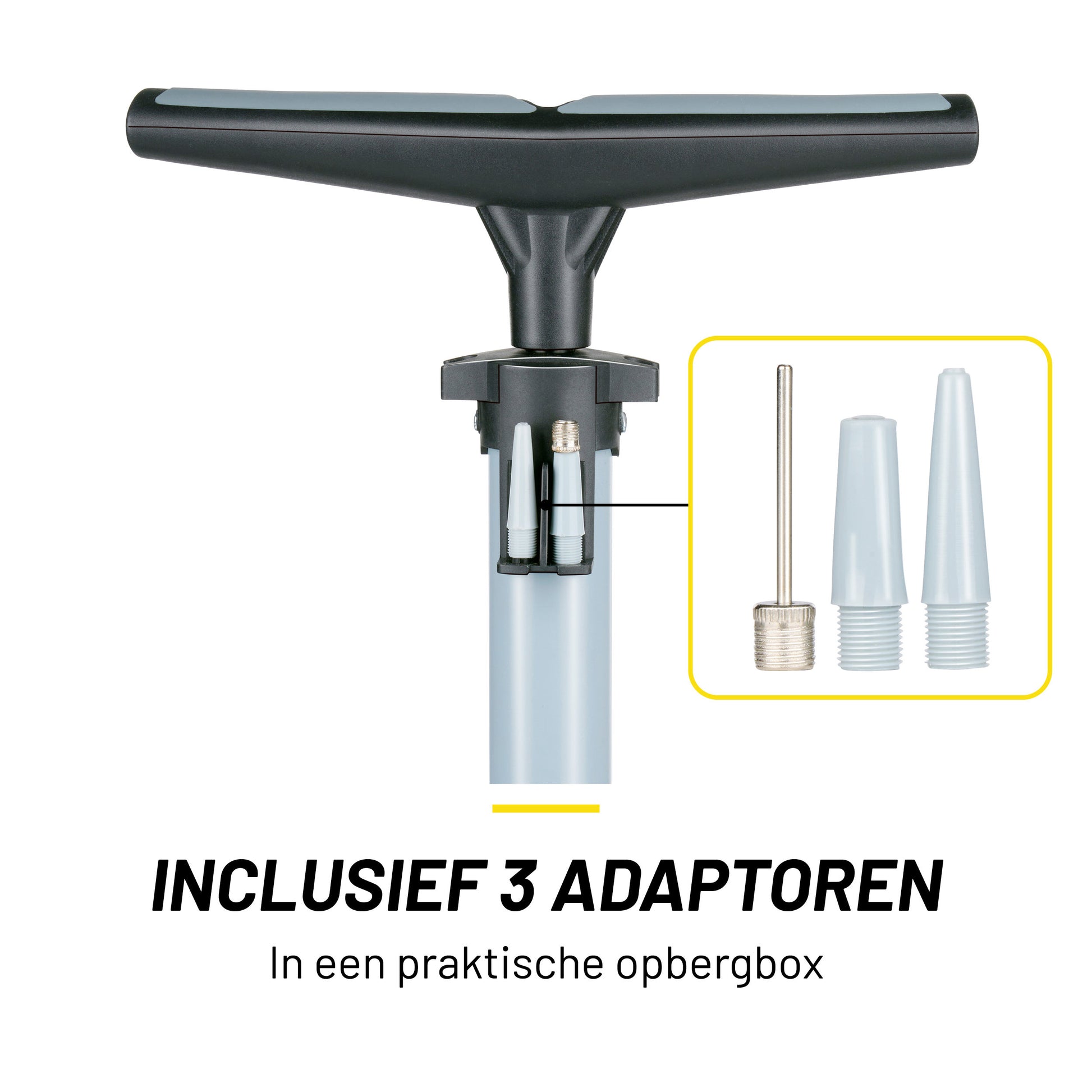 Bicycle Floor Pump Incl. 3 Adapters Black/Grey