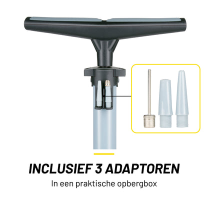 Bicycle Floor Pump Incl. 3 Adapters Black/Grey
