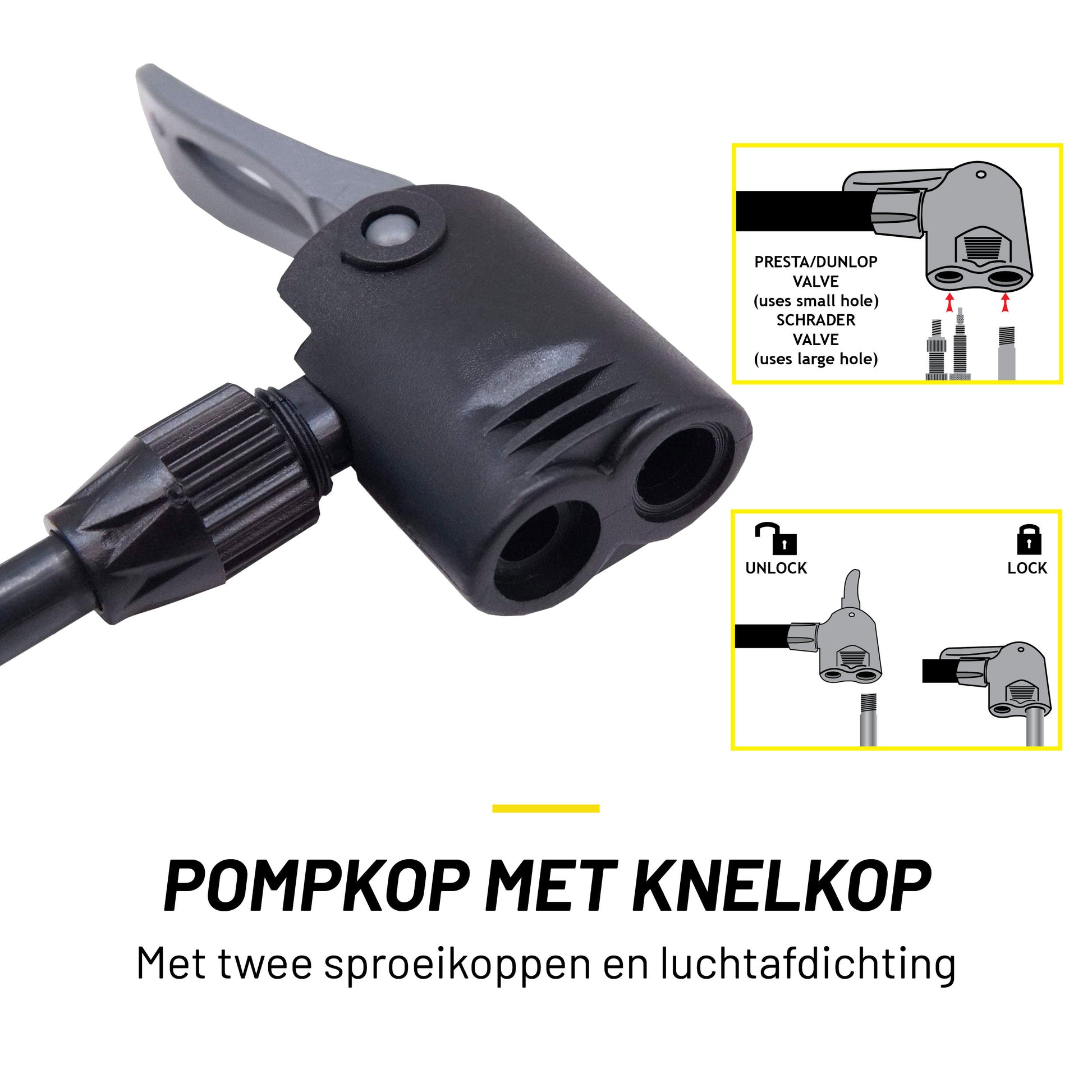 Bicycle Floor Pump Incl. 3 Adapters Black/Grey