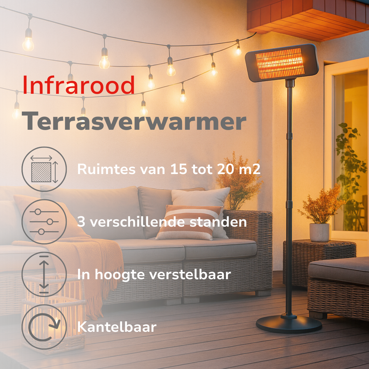Patio Heater Standing 650-2000