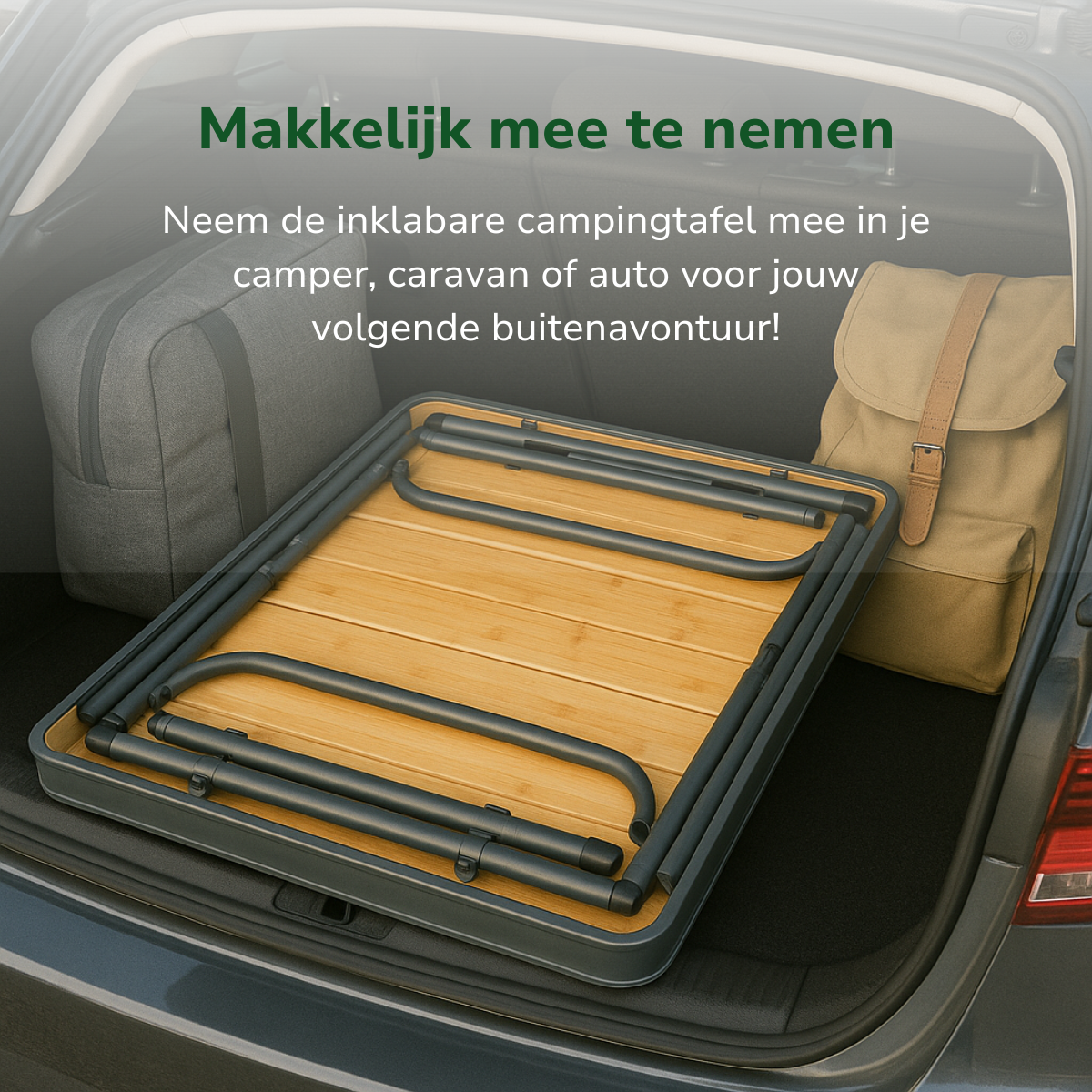 Camp Active Campe Active Campingtafel Inklapbaar - Inklaptafel - Opvouwbare Tafel - Vouwtafel - Inklapbare Tafel - In Hoogte Verstelbaar- 75 X 55 X 31 - 71 Cm - Bamboe En Aluminium