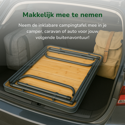 Camp Active Campe Active Campingtafel Inklapbaar - Inklaptafel - Opvouwbare Tafel - Vouwtafel - Inklapbare Tafel - In Hoogte Verstelbaar- 75 X 55 X 31 - 71 Cm - Bamboe En Aluminium
