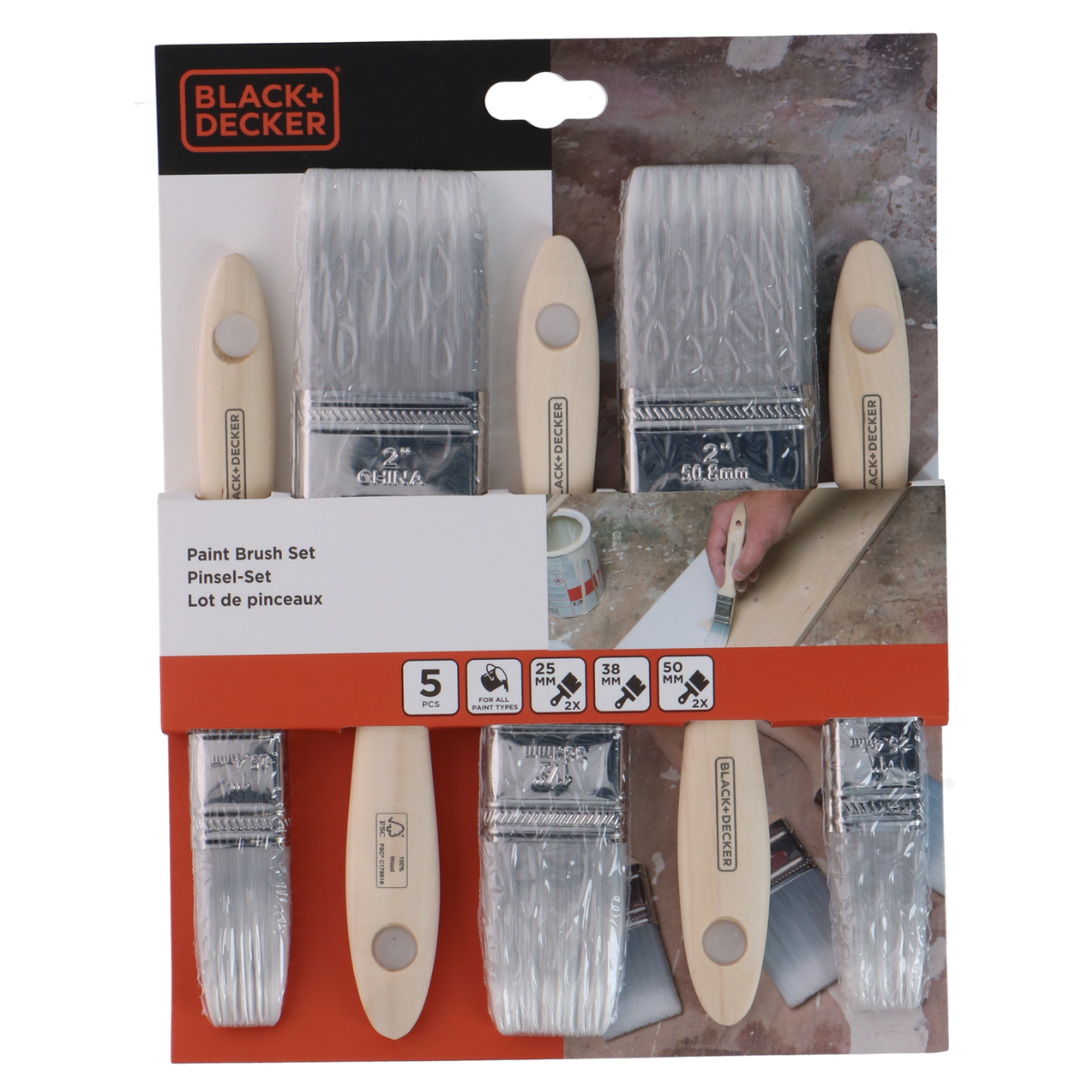Paint Brush Set Flat 5Pc