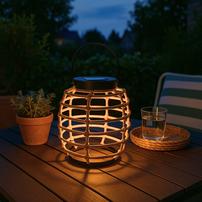 Solar Lantern Bamboo Look