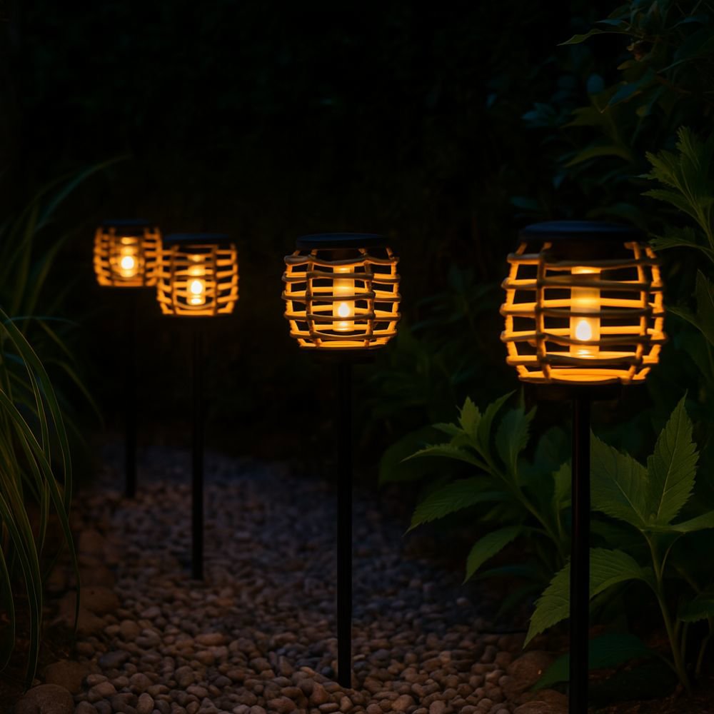 Solar Stake Bamboo Look