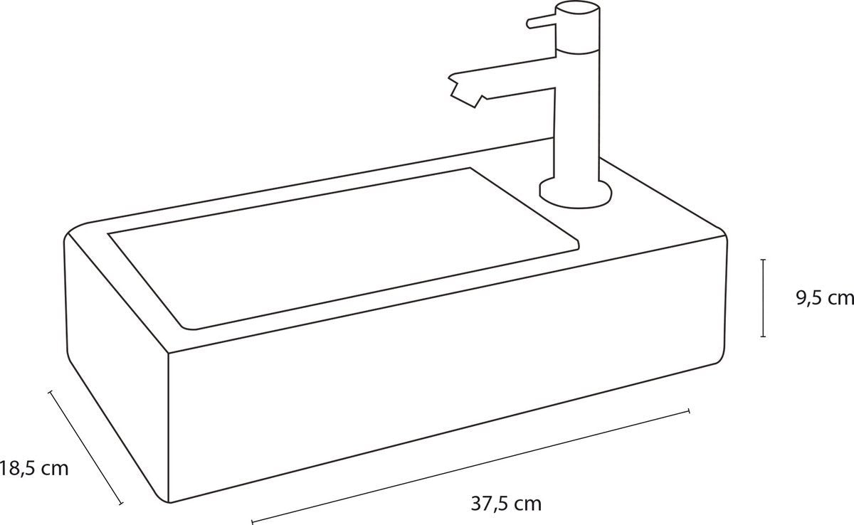 Fonteinset Keramiek Wit Kraan Recht Chroom Kraan Rechts 37.5 X 18.5 X 9.5 Cm