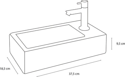 Fonteinset Keramiek Wit Kraan Recht Chroom Kraan Rechts 37.5 X 18.5 X 9.5 Cm