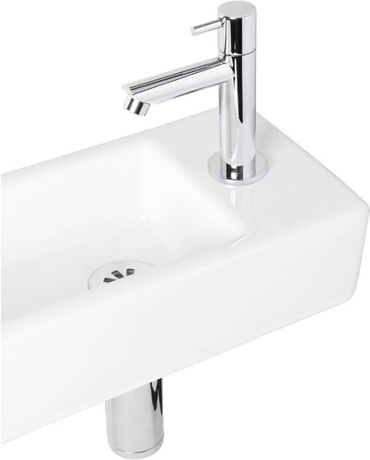 Fonteinset Keramiek Wit Kraan Recht Chroom Kraan Rechts 37.5 X 18.5 X 9.5 Cm