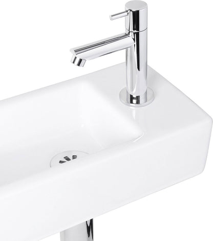 Fonteinset Keramiek Wit Kraan Recht Chroom Kraan Rechts 37.5 X 18.5 X 9.5 Cm