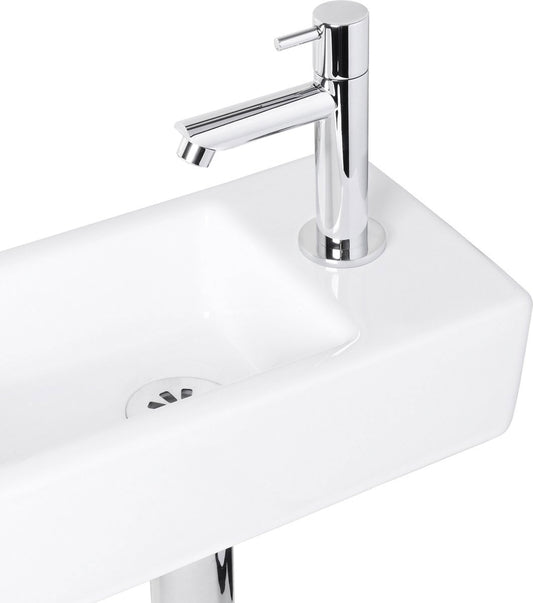 Fonteinset Keramiek Wit Kraan Recht Chroom Kraan Rechts 37.5 X 18.5 X 9.5 Cm