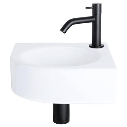 Fonteinset Keramiek Kraan Gebogen Mat Zwart 30 X 30 X 10 Cm