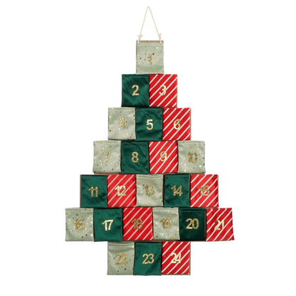 Advent Calendar - L72 X W1 X H51 Cm - Felt - Green, Red