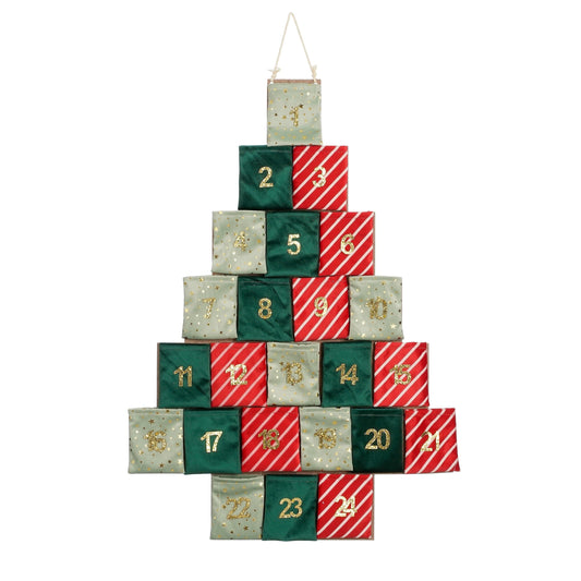 Advent Calendar - L72 X W1 X H51 Cm - Felt - Green, Red