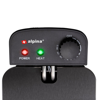 Alpina Frituurpan 3 Liter - Friteuse Met Instelbare Thermostaat - Frituur Met Uitneembare Mand - Frietpan 2000W - 32,3 X 20,5 X 18,9 Cm - Rvs