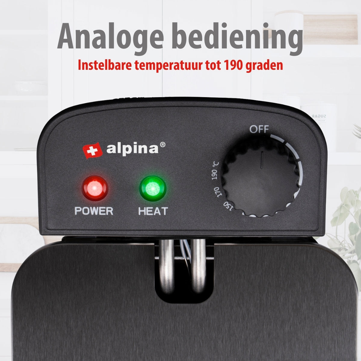 Alpina Frituurpan 3 Liter - Friteuse Met Instelbare Thermostaat - Frituur Met Uitneembare Mand - Frietpan 2000W - 32,3 X 20,5 X 18,9 Cm - Rvs