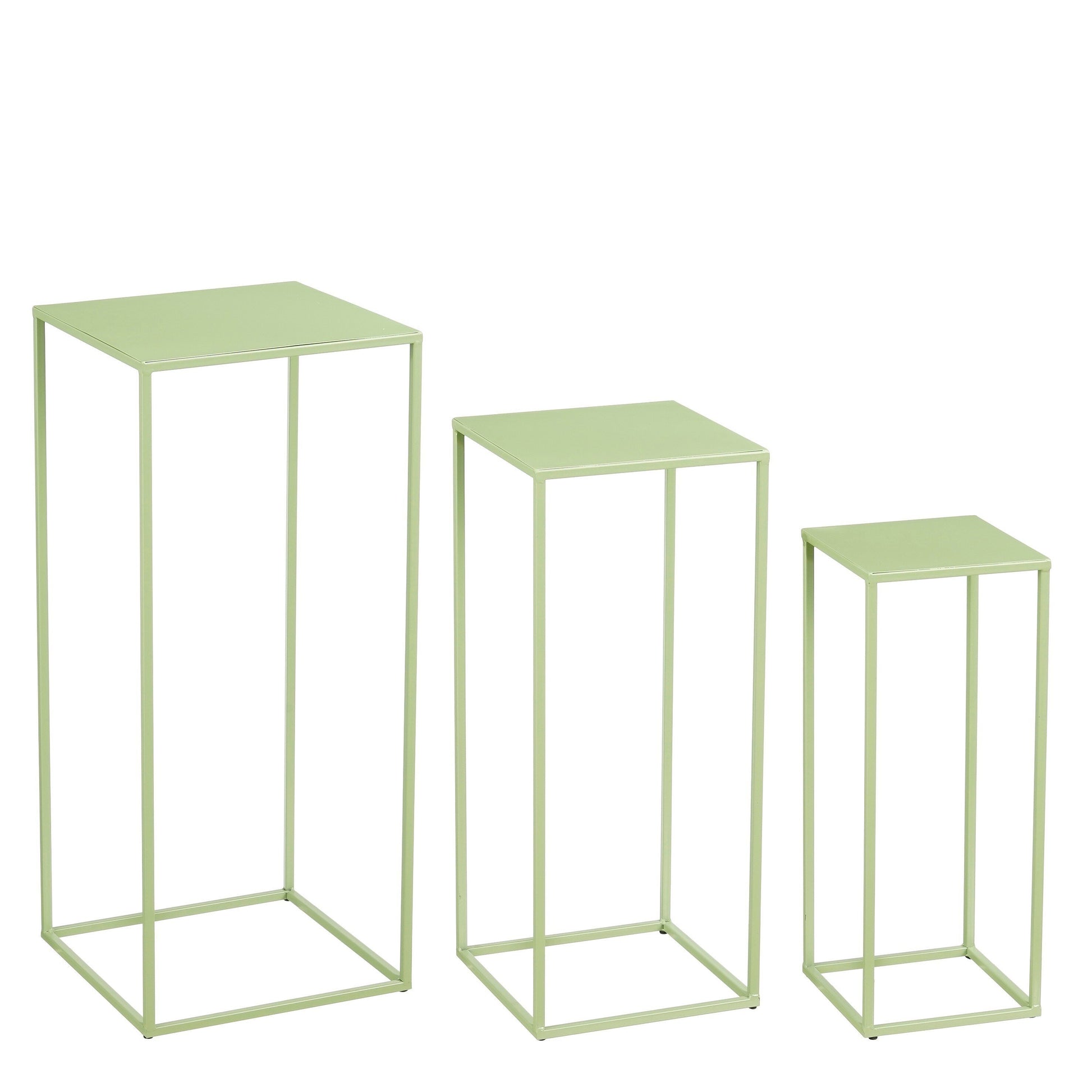 Quinty Side Table - Set Of 3 - L30 X W30 X H70 Cm - Iron - Light Green