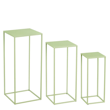 Quinty Side Table - Set Of 3 - L30 X W30 X H70 Cm - Iron - Light Green