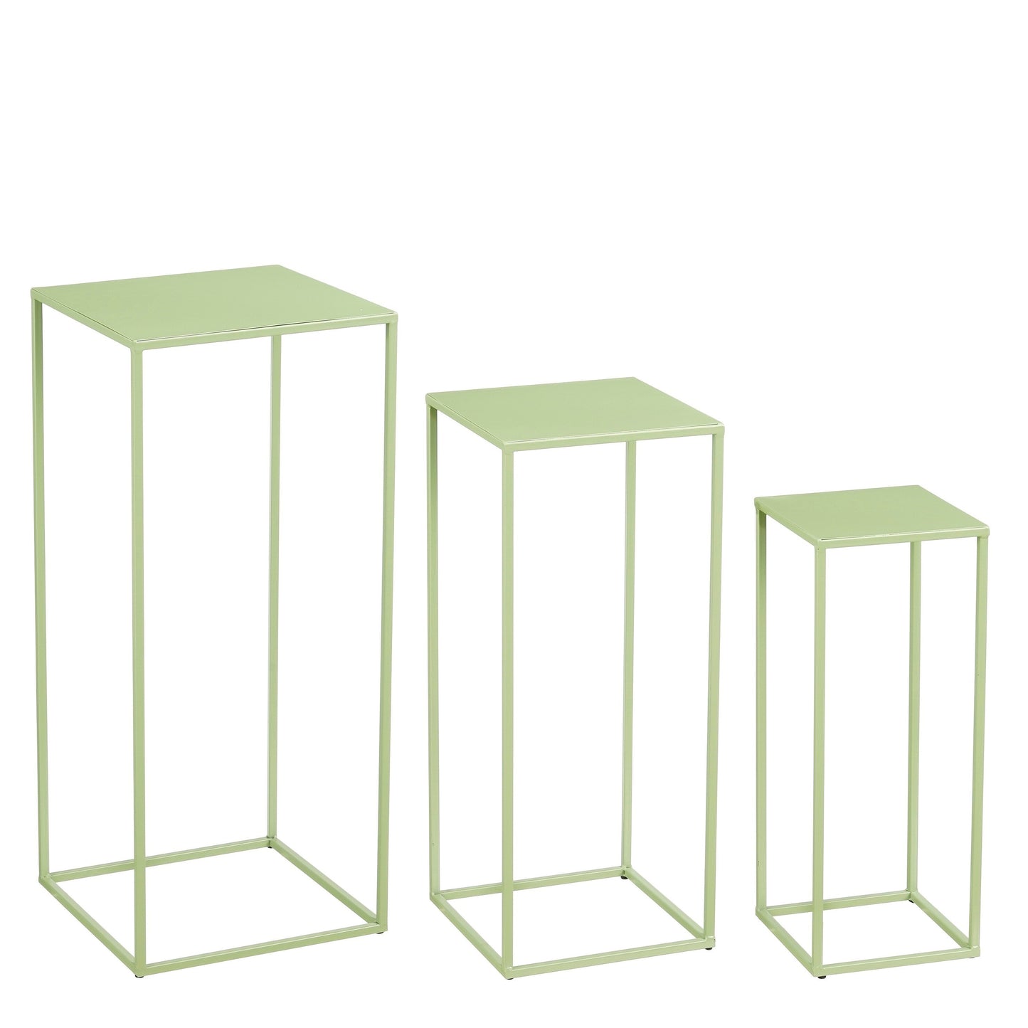 Quinty Side Table - Set Of 3 - L30 X W30 X H70 Cm - Iron - Light Green