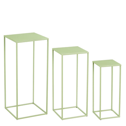 Quinty Side Table - Set Of 3 - L30 X W30 X H70 Cm - Iron - Light Green
