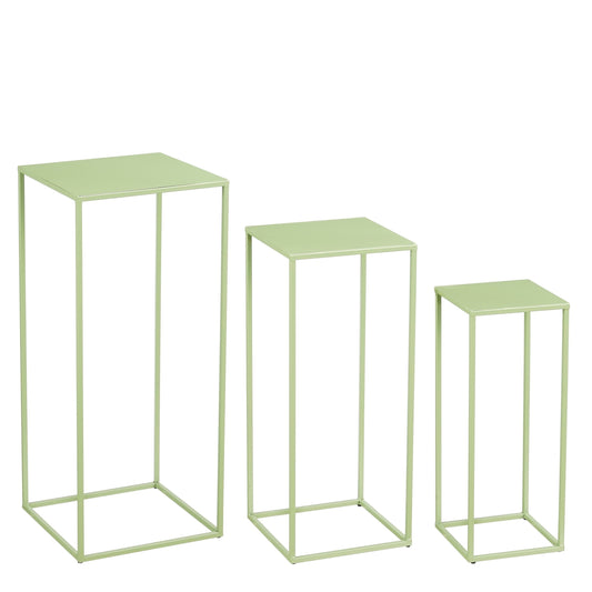 Quinty Side Table - Set Of 3 - L30 X W30 X H70 Cm - Iron - Light Green