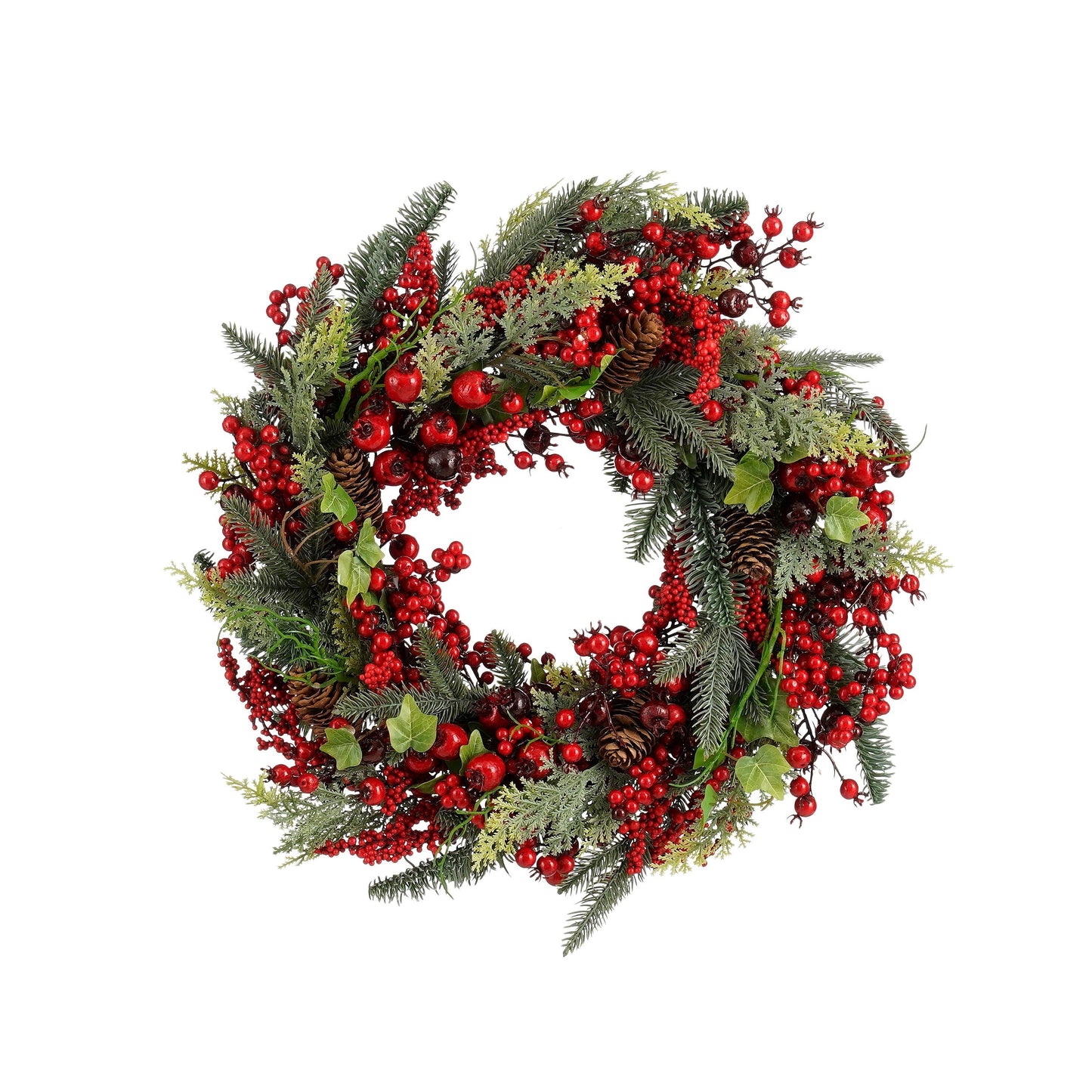 Norah Christmas Wreath With Pinecones - H13 X Ø50 Cm - Red