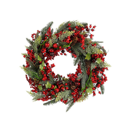 Norah Christmas Wreath With Pinecones - H13 X Ø50 Cm - Red