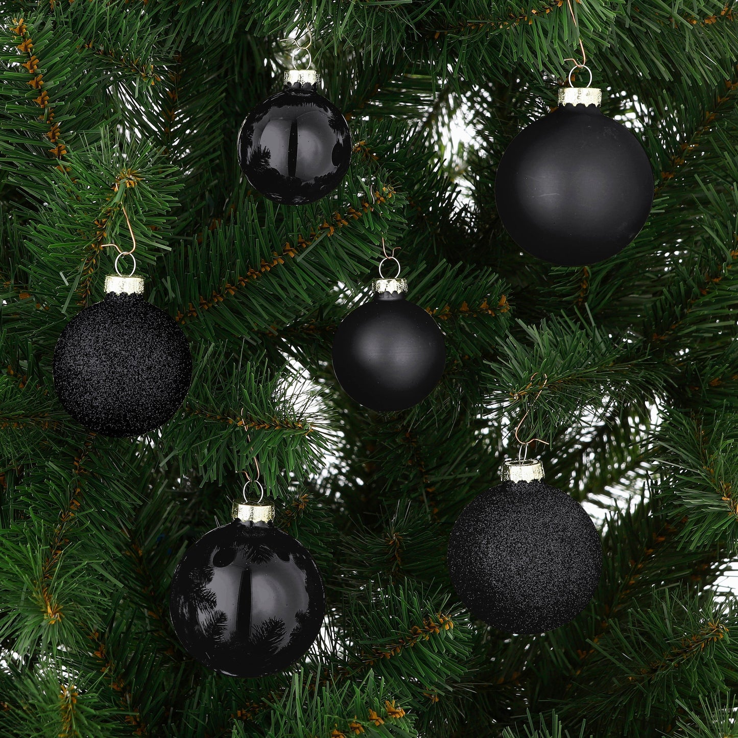 Christmas Baubles Set - 42 Pieces - Ø7 Cm - Black