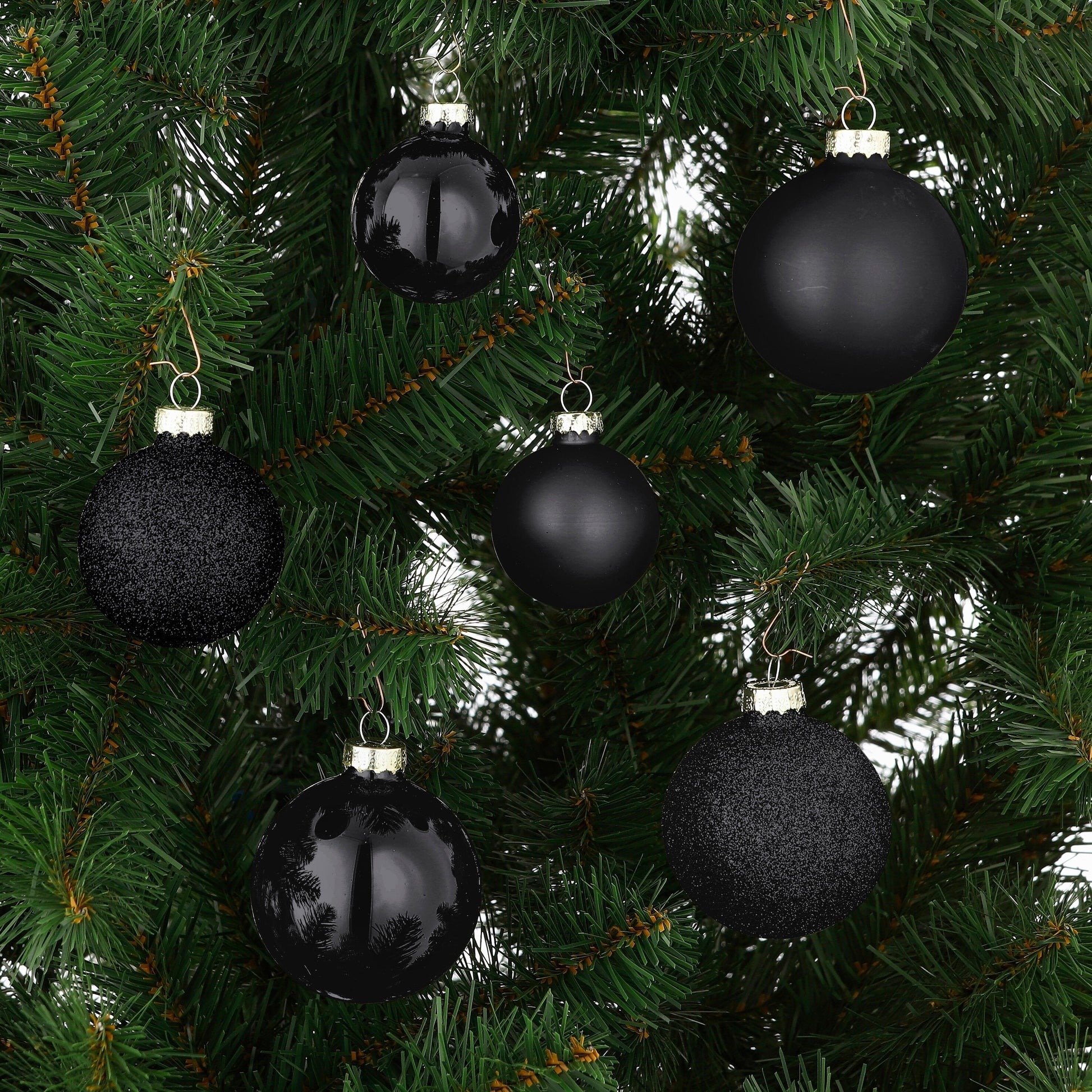 Christmas Baubles Set - 42 Pieces - Ø7 Cm - Black