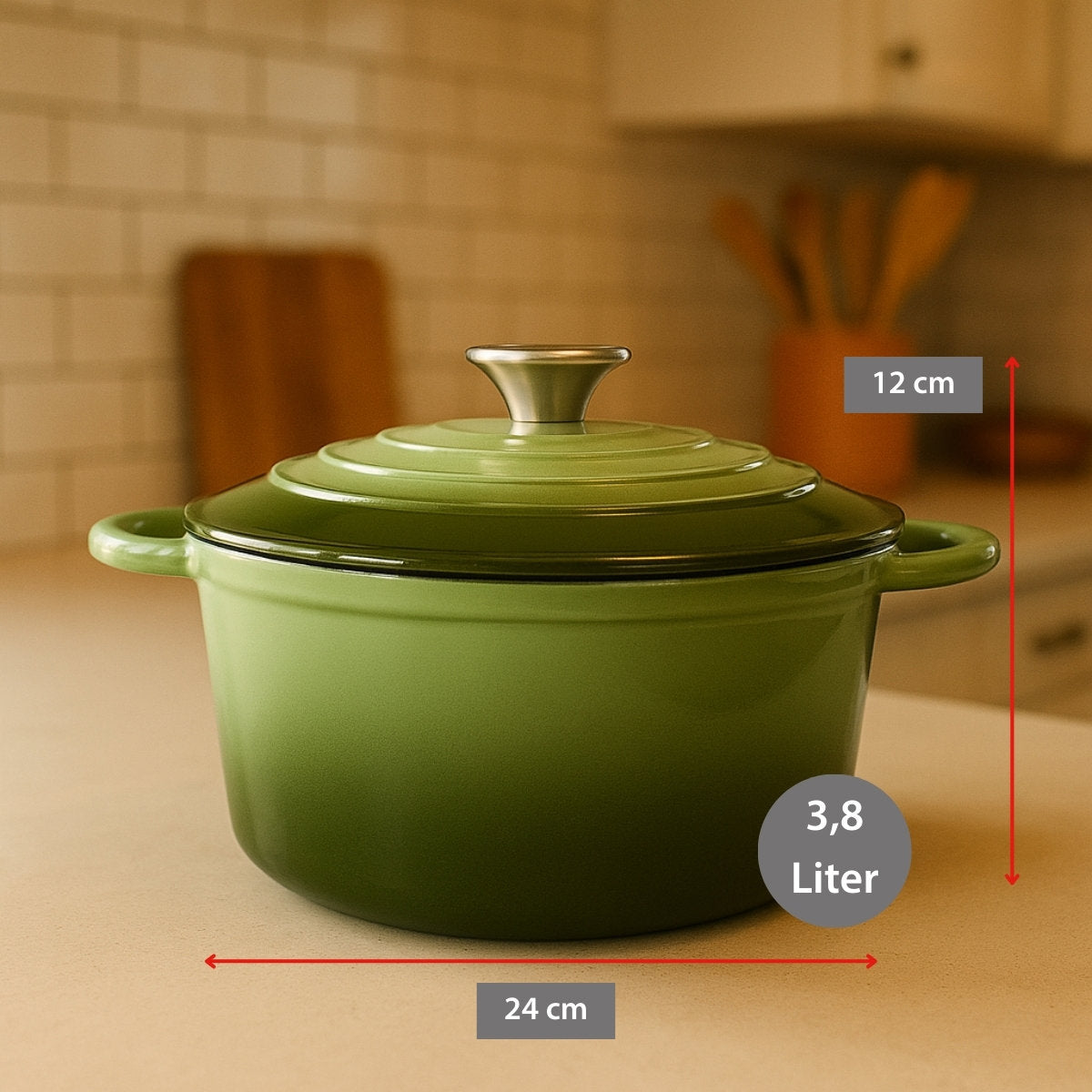 Casserole Enam Cast Iron Green