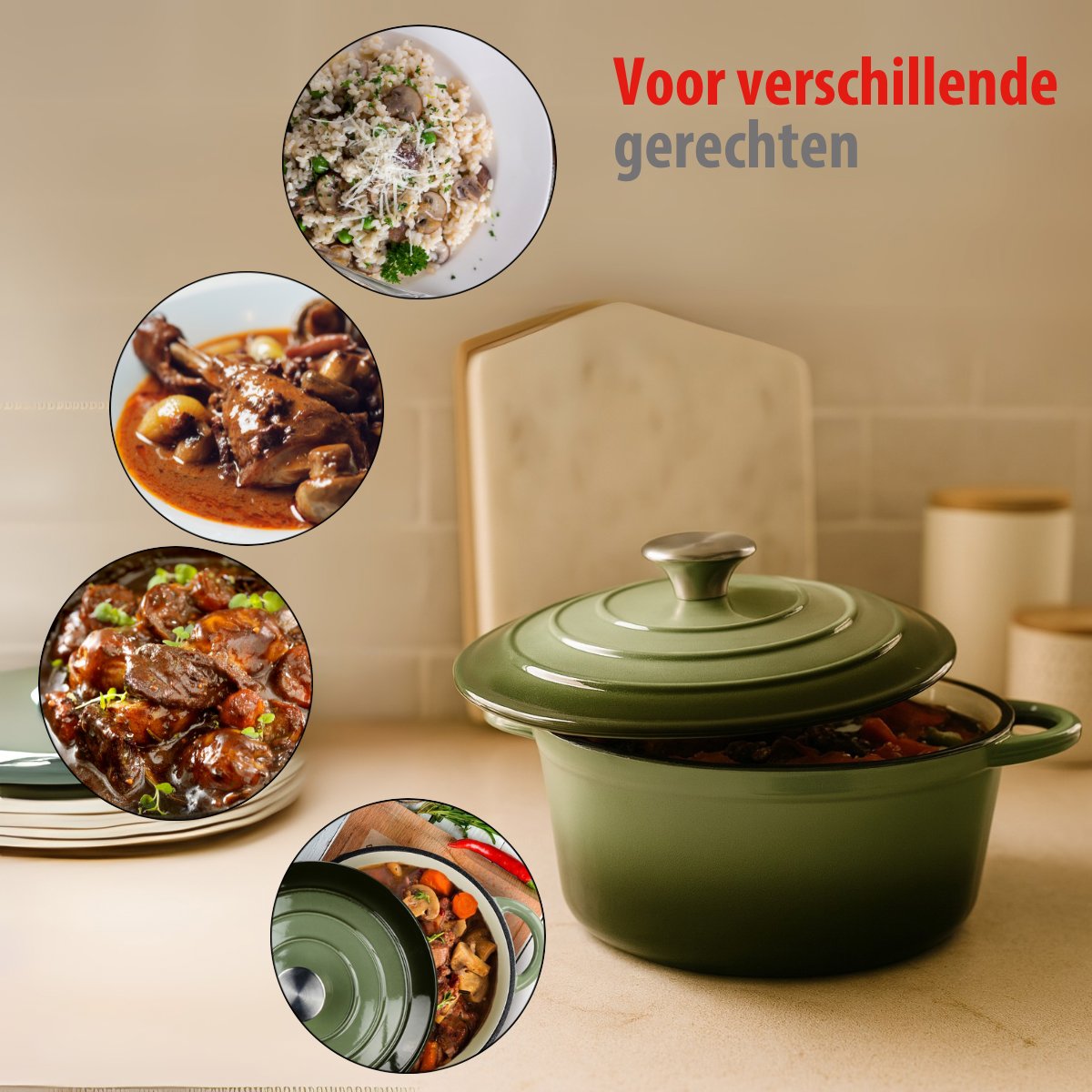 Casserole Enam Cast Iron Green