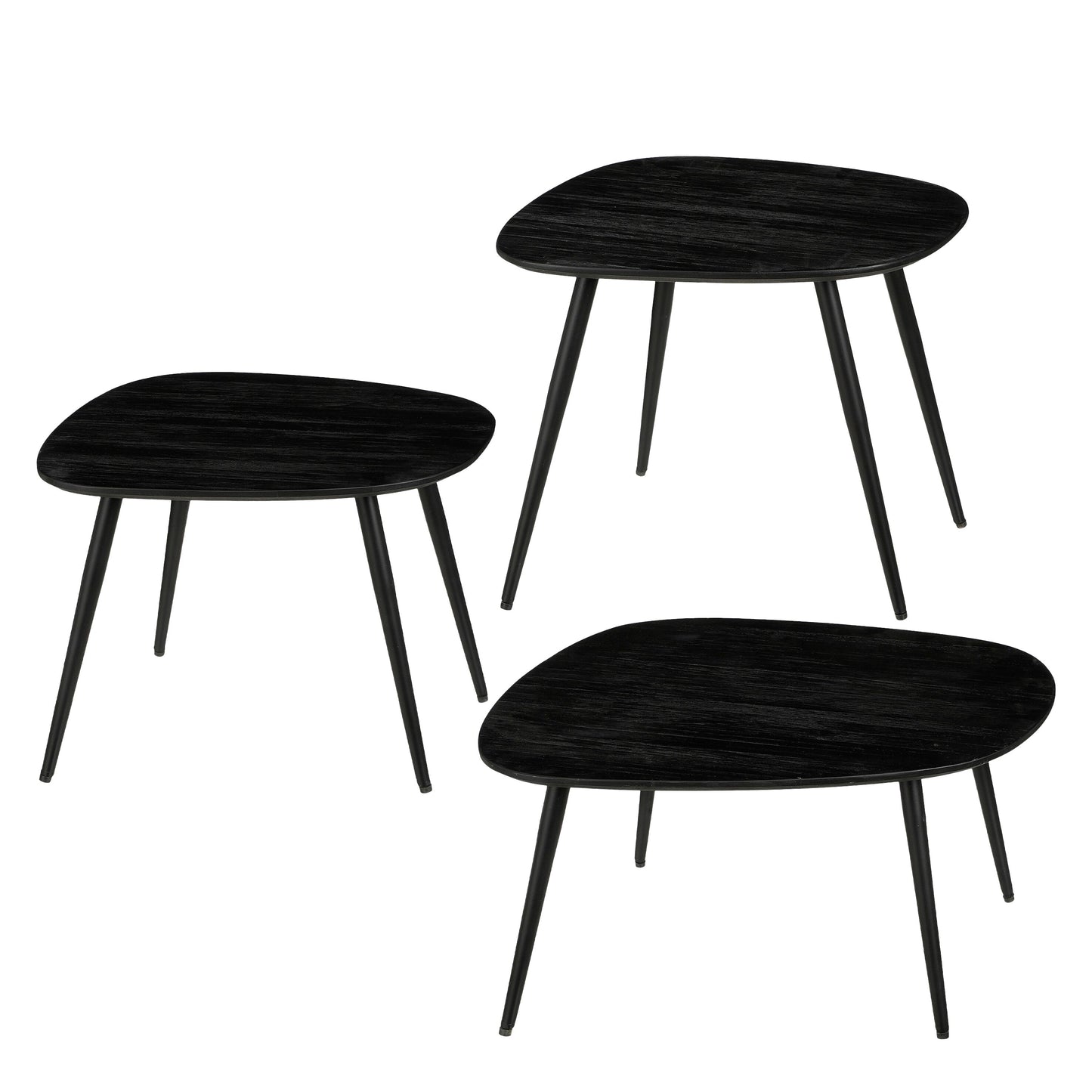 Jailey Side Table Black Set Of 3 - L62Xw52Xh34Cm