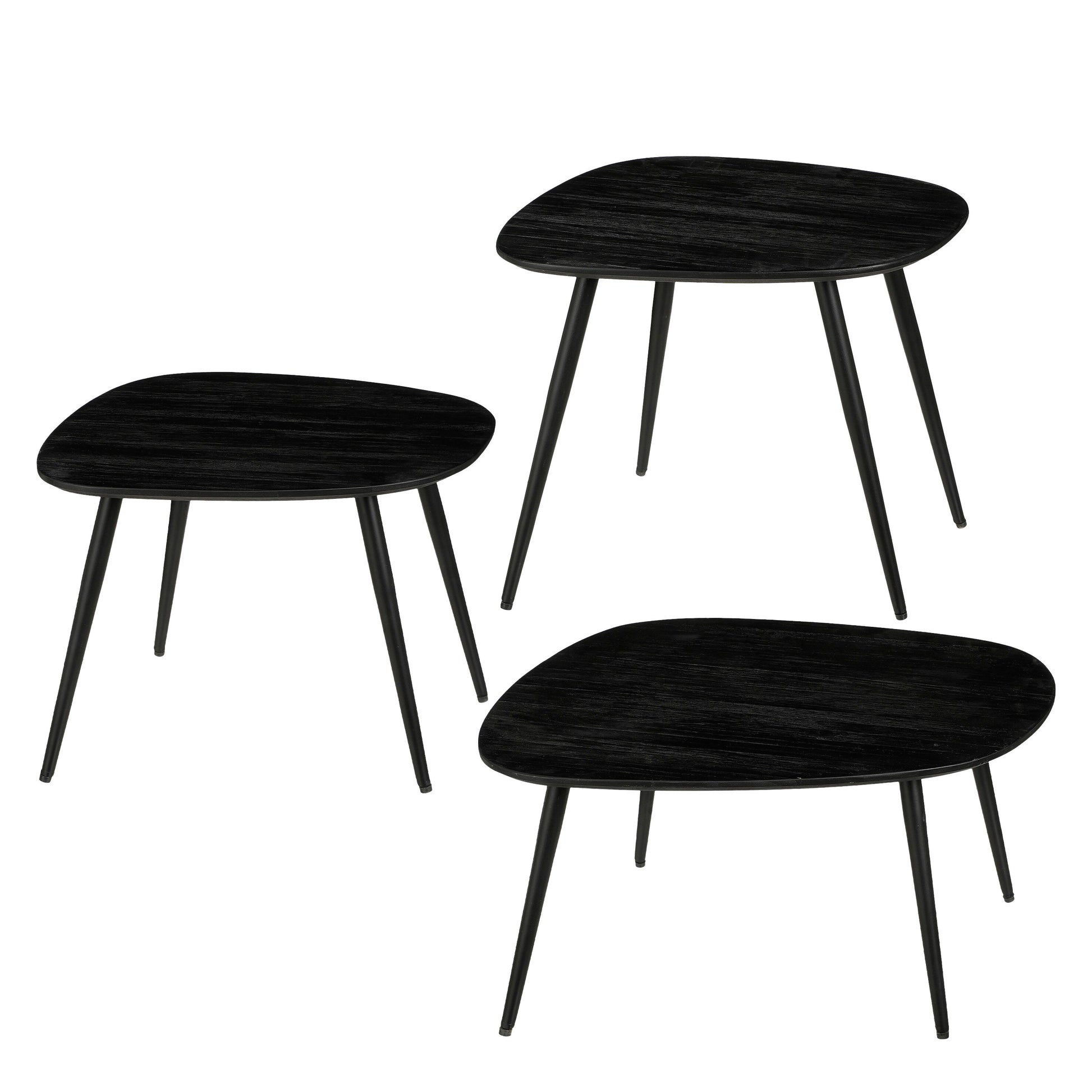 Jailey Side Table Black Set Of 3 - L62Xw52Xh34Cm